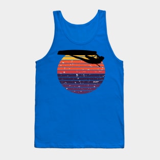 Kitesurfer Freestyle Action Black Silhouette Retro Sunset Tank Top